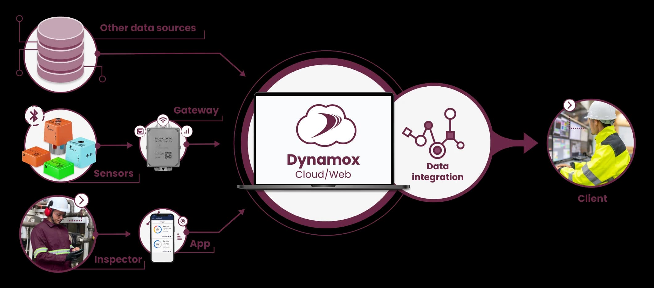 Data flow and integrations within the Dynamox ecosystem